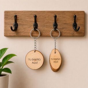 Llavero rodaja de madera personalizado