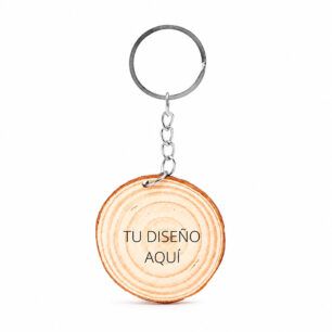 Llavero rodaja de madera personalizado