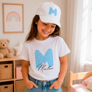Pack camiseta y gorra personalizada con inicial y nombre