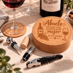 Set de vino corcho personalizado
