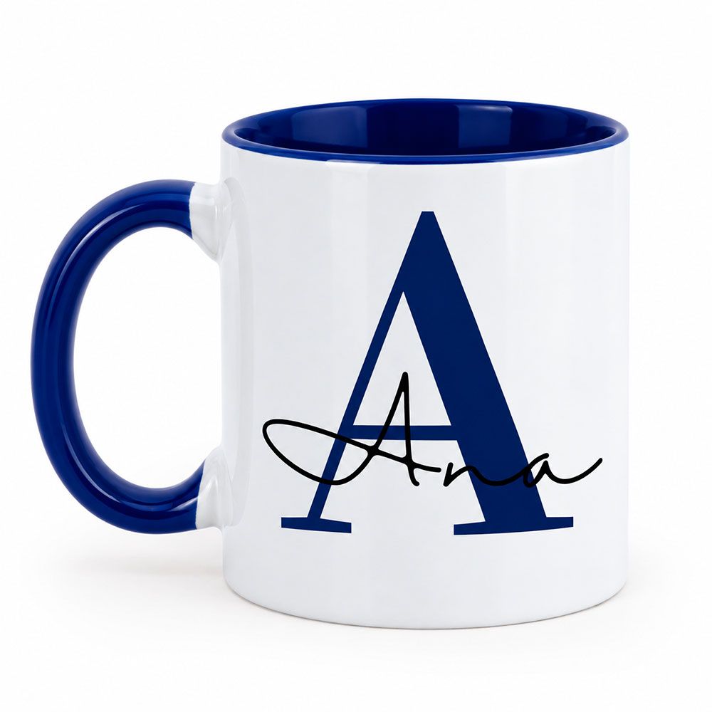 Taza inicial azul