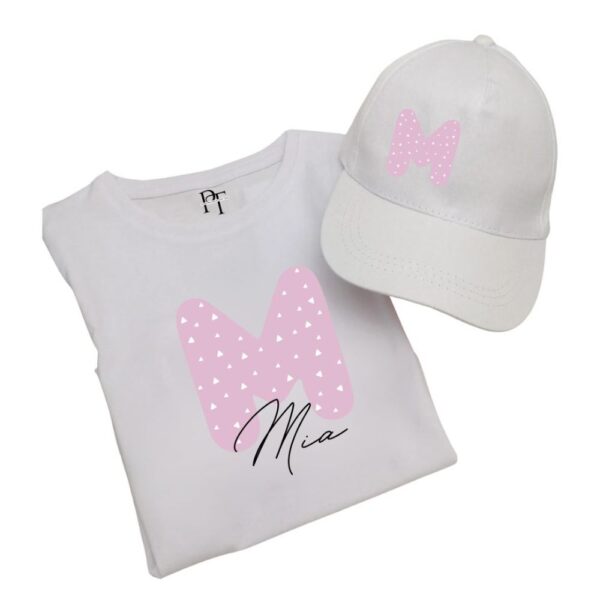 Pack camiseta y gorra personalizada con inicial y nombre2