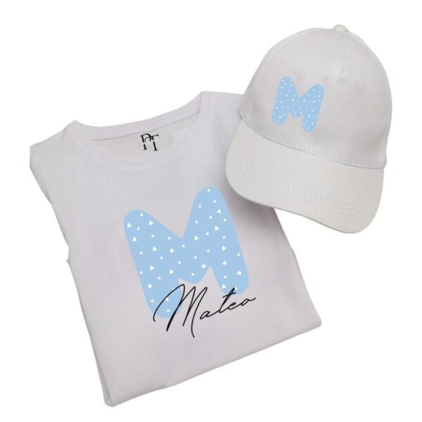 Pack camiseta y gorra personalizada con inicial y nombre