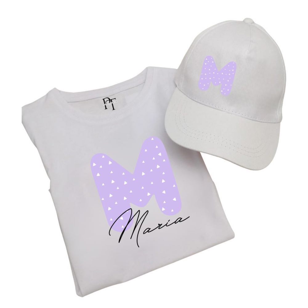 pack camiseta y gorra personalizada con inicial y nombre 4