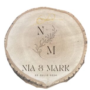 Porta alianzas rodaja de madera personalizado