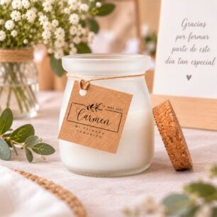 Vela personalizada comunión con tapa de corcho