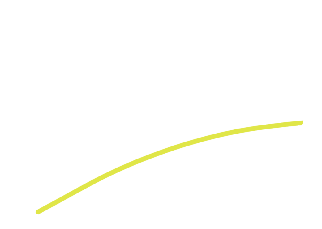 Texto en color blanco con tipografía manuscrita sobre fondo negro que dice Tus diseños sin límites, subrayado con una línea curva de color amarillo.
