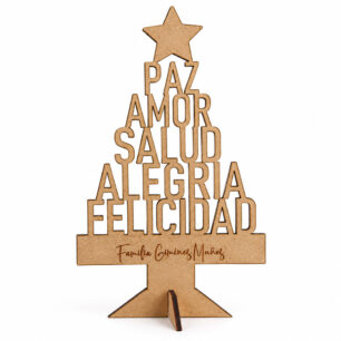 Árbol de Navidad de sobremesa con palabras