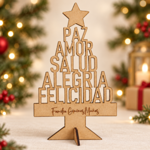 Árbol de Navidad de sobremesa con palabras